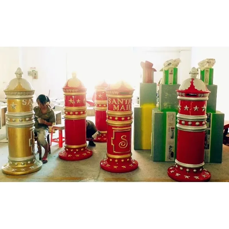 Santa mailbox Fiberglass Christmas decorations Commercial Christmas mailbox Flash letter opening Round base