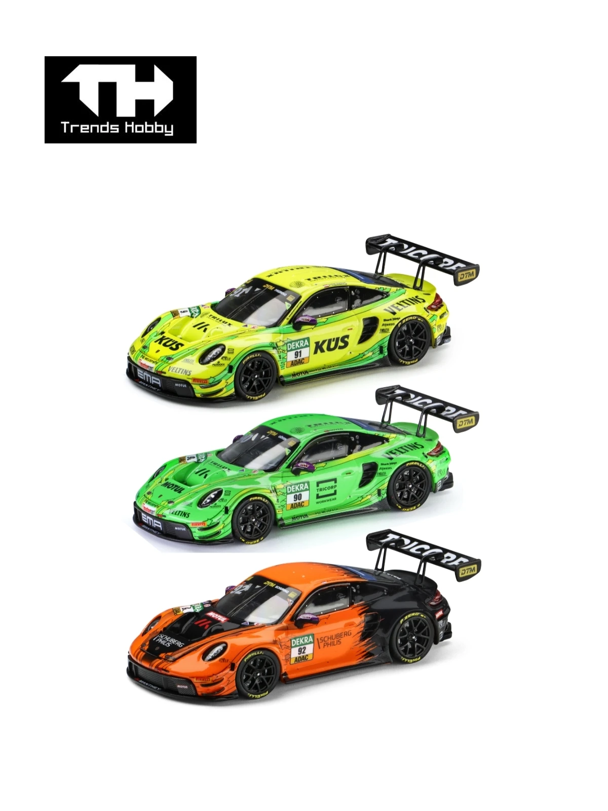 Trends Hobby 1/64 Porsche 911 GT3 R 2025 DTM Super Sport Rennwagen Miniaturmodell Spielzeugauto Freilaufende Räder Diecast Sammlerstück Geschenk