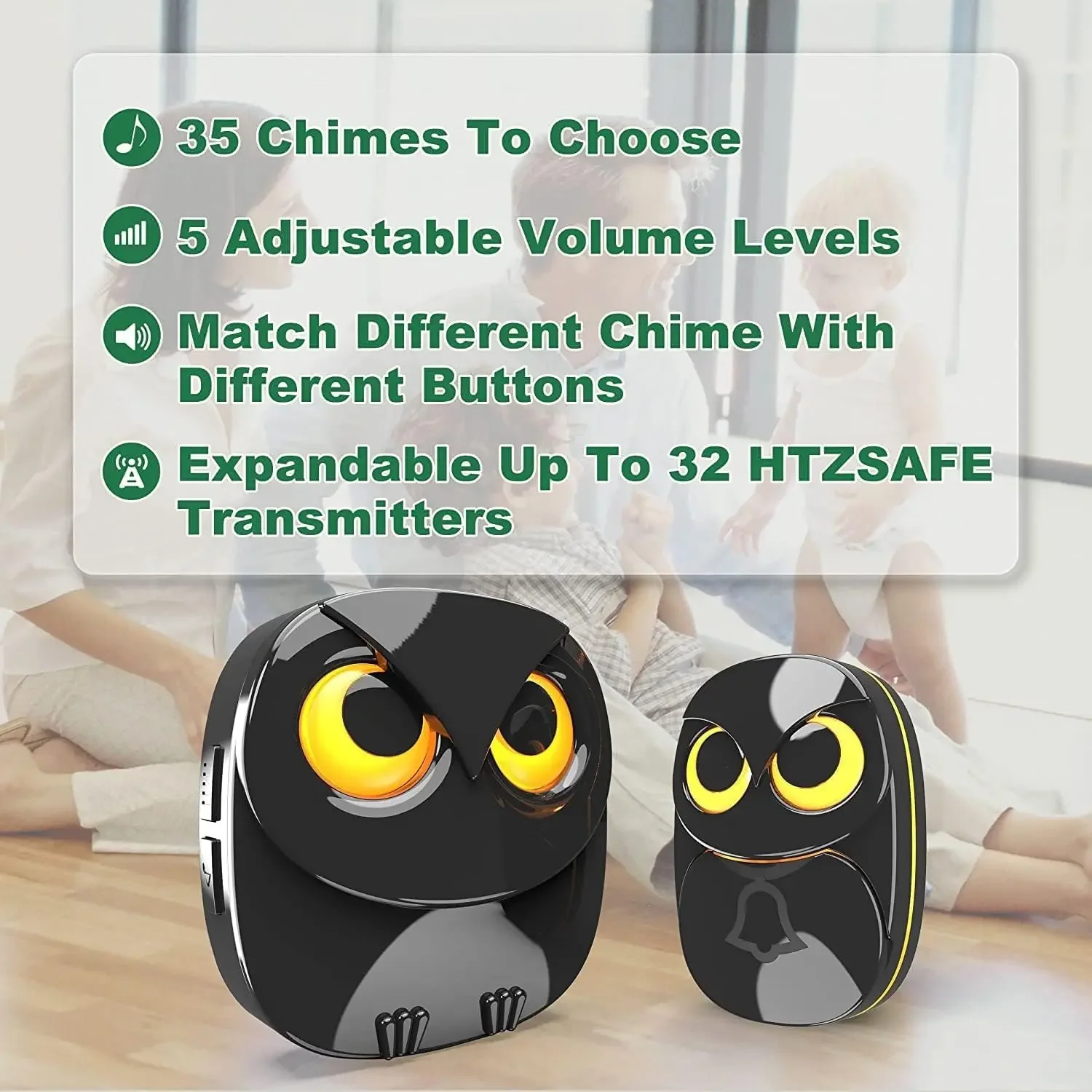 Cute Owl Doorbell IP55 Outdoor remote control button 300 meters remote wireless doorbell Waterproof outdoor home smart doorbell