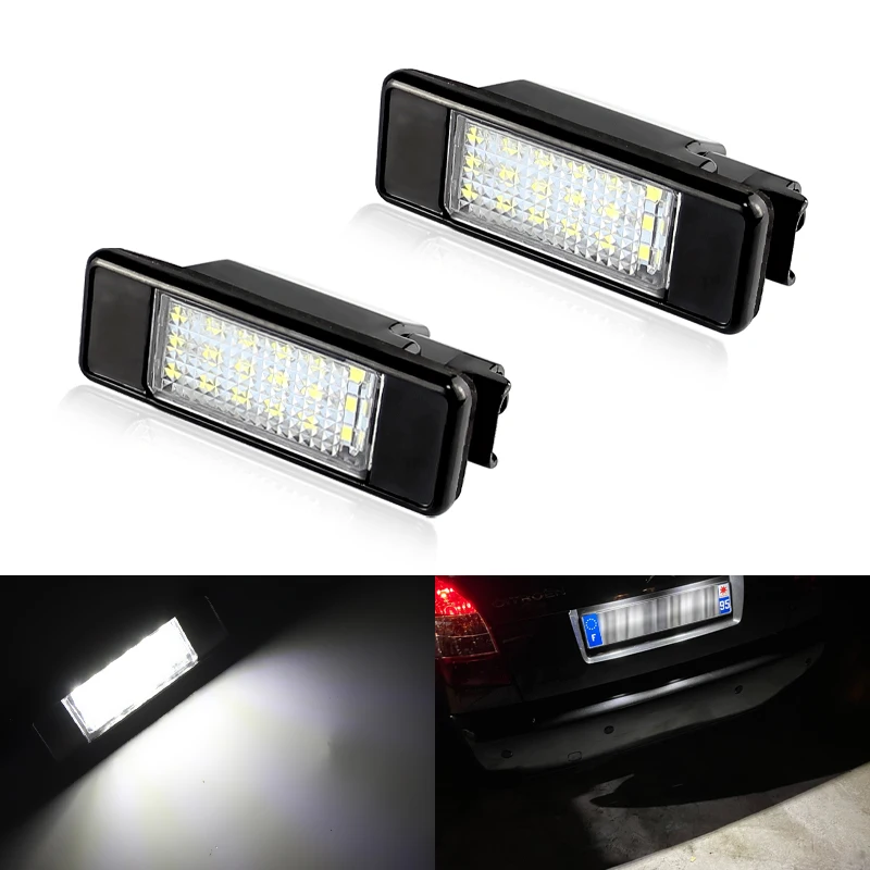 2pcs LED license plate light For Peugeot 106 1007 207 307 3008 406 407 607 For citroen C2 C3 C4 C5 C6 C8 DS3 License Number lamp