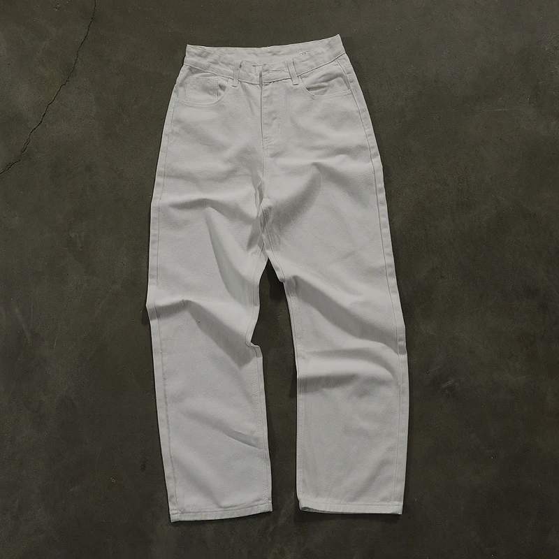 Retro American Denim Jeans Loose Straight Leg Trousers Unisex Basic  Color Casual Jeans for Men And Women