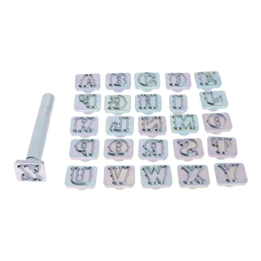 

27pcs Metal Stamping Tool Kit Leather Craft Accessories Silver Punch Set for Leather DIY Work