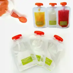 10Pcs Baby Fruit Puree Bags Reusable Squeeze Pouches Baby Food Storage Bag Kitchen Dispenser Complementary Food Squeeze Bags