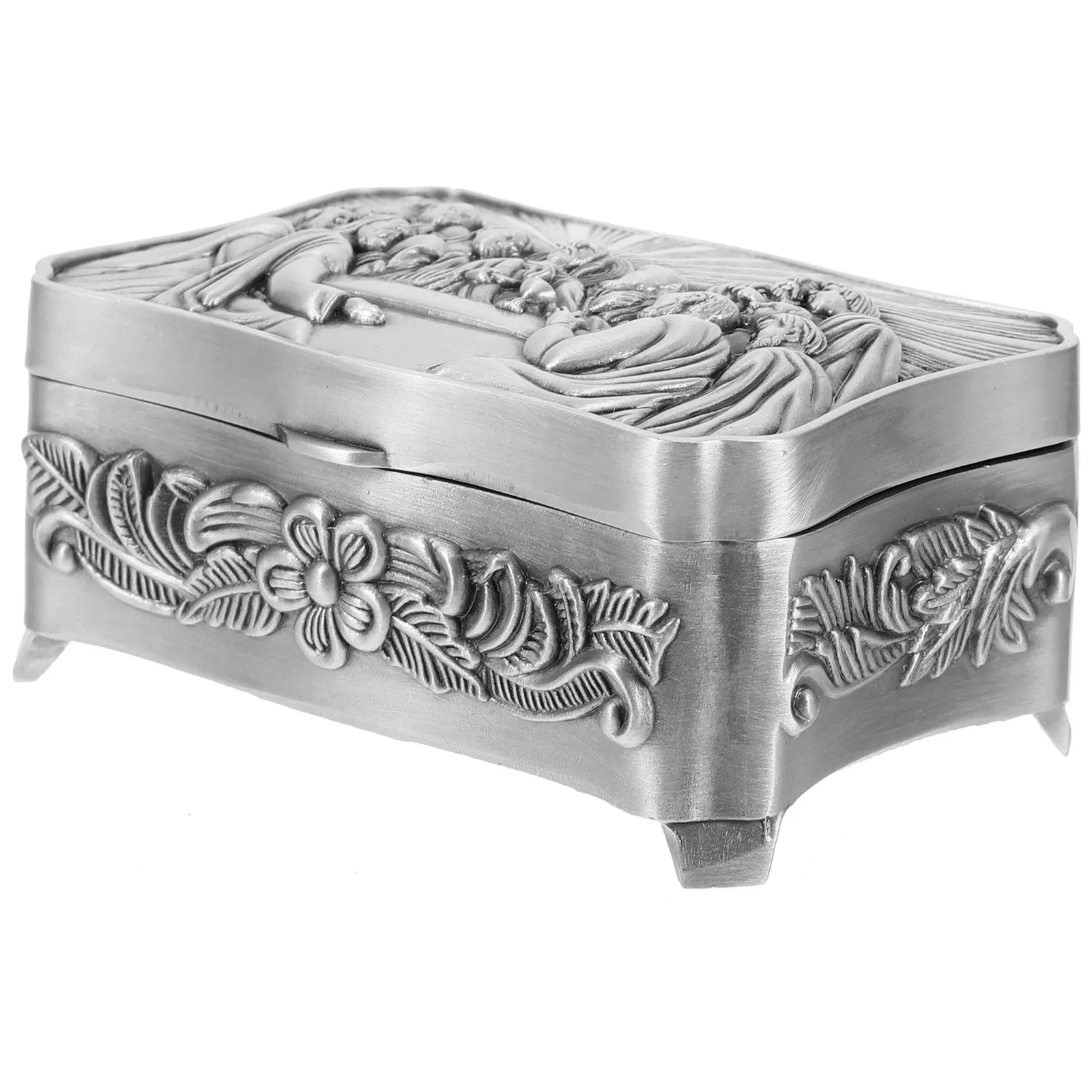 

Compact Zinc Alloy Jewelry Box European Vintage Design Desktop Decor Organizer for Rings Earrings Necklaces Hair Accessories