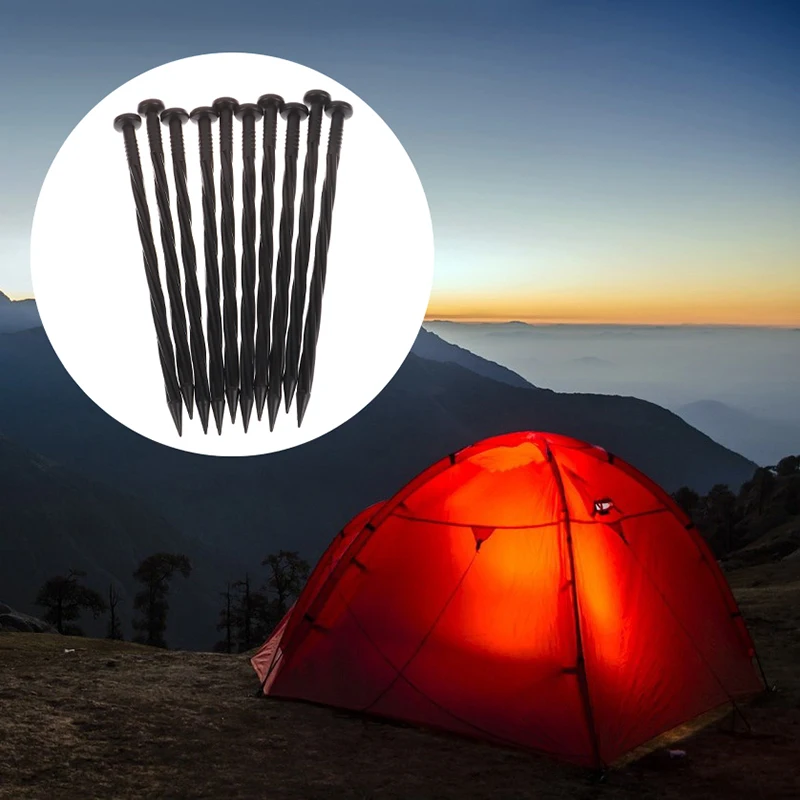 10Pcs Outdoor Camping Tent Pegs Ground Nails Screw Anchor Stakes Pegs Hiking Tent Stakes Garden Ground Nail Pins Accessories