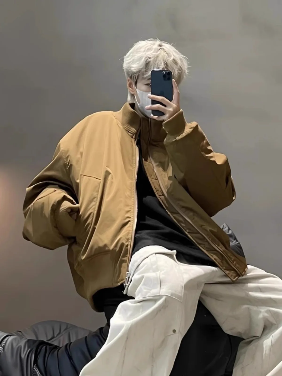 

American Sle Bomber Pilot Jaet Men Winter Stand Collar Cotton Baseball orm Brown Haome ort Cotton Coat