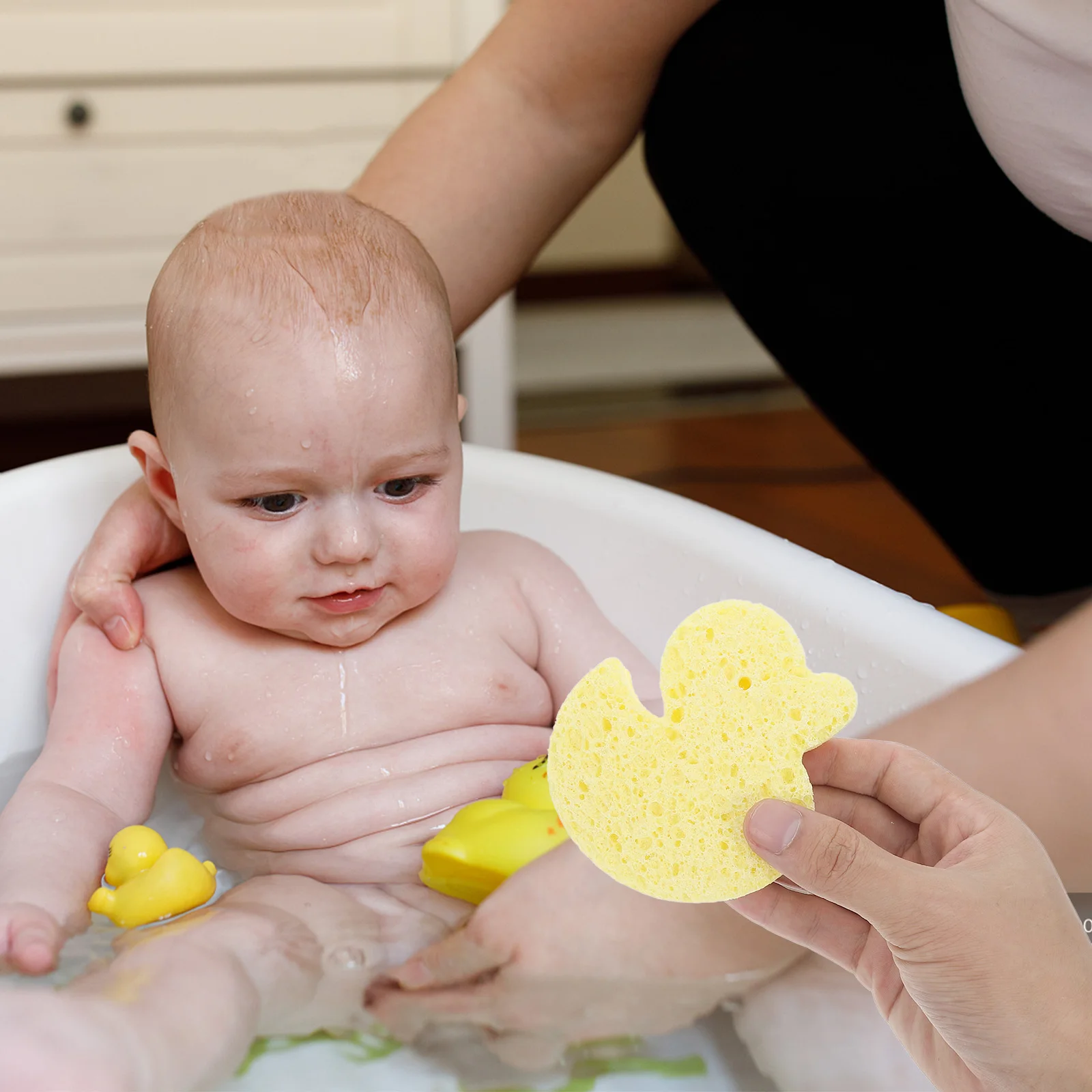 

Baby Bath Sponge Yellow Duck Cartoon Shape Soft Premium Shower Sponge For Infant Skin Care Newborn Bathing Supplies Bath Ball