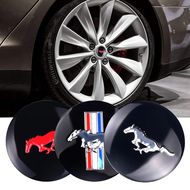 Tapas centrales de rueda de coche de 56MM, cubiertas de insignia, pegatina con emblema para Ford Focus Mustang MK7 Mondeo Mk4 Fusion Kuga Transit