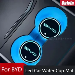 Led Car Water Cup Mat For Byd atto 1 atto 3 seal song plus Dolphin f3 f0 Han Drink Holder Emblem Auto Interior Decorative Lights