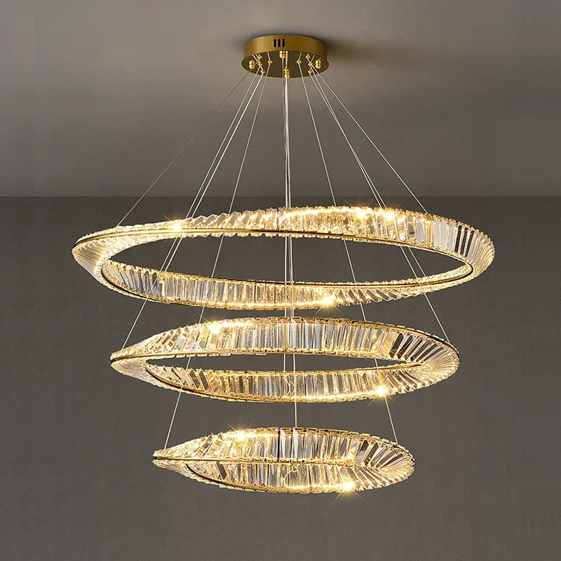 

Fashionable luxury living room pendant light dimmable restaurant hotel LED light stainless steel Nordic crystal pendant light