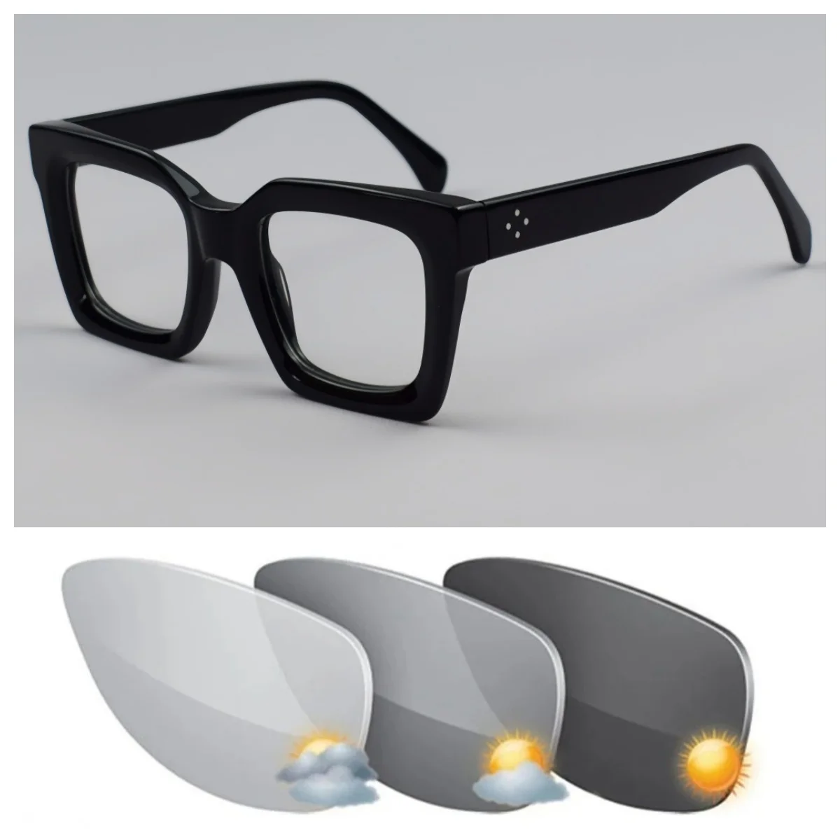 

Handmade Acetate Reading Glasses Men Retro Photochromic Anti Blue Light Prescription Glasses Women Myopia Eyewear Frame