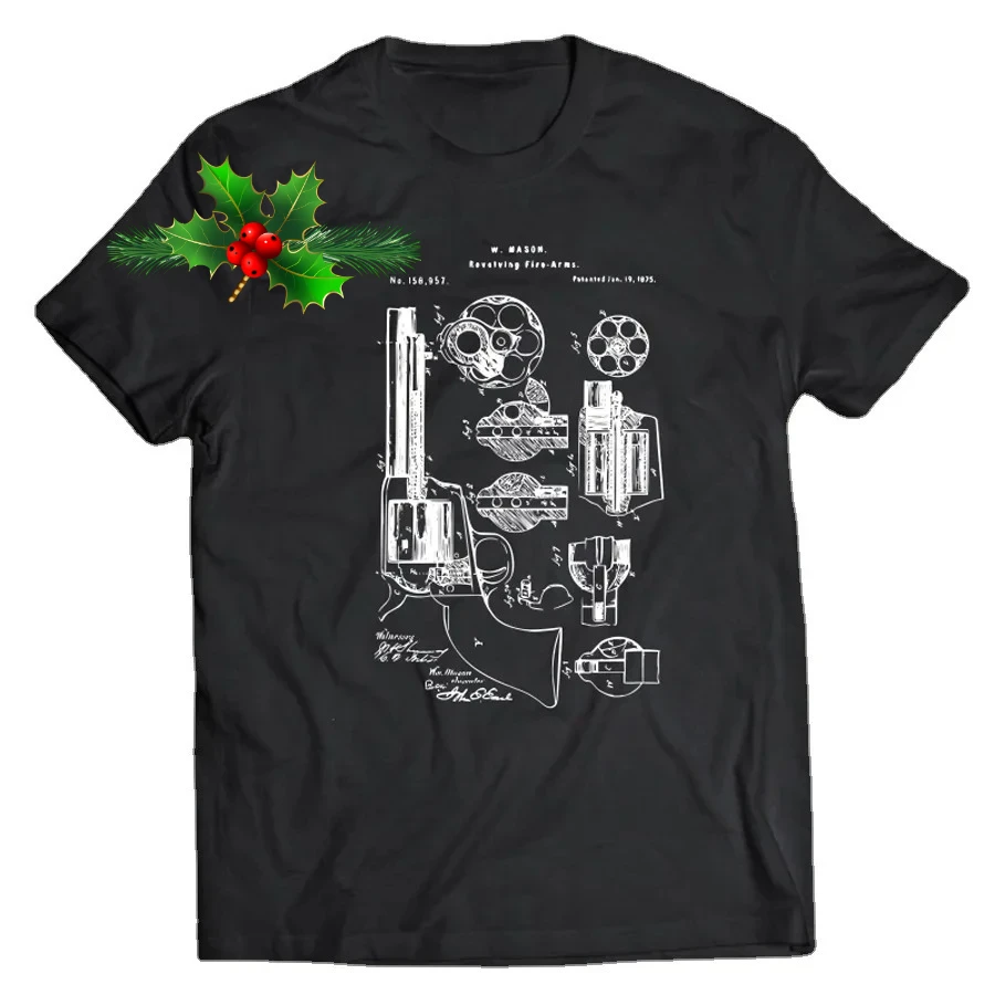 .45 Peacemaker Revolver Patent 1875 T-Shirt 100% Cotton O-Neck Summer Short Sleeve Casual Mens T-shirt Size S-3XL