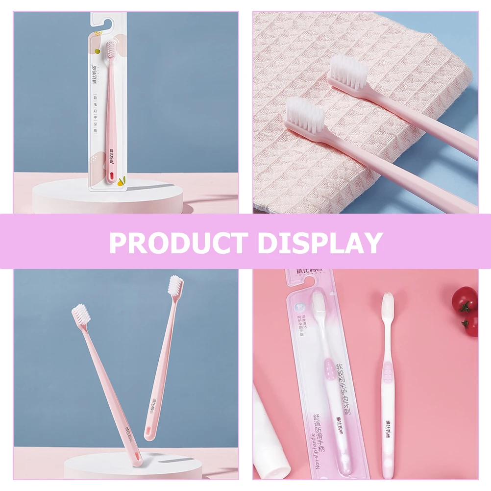 

2pcs Pregnant Women Toothbrush Pink Oral Care Bristles Gentle Portable Effective Cleaning Sensitive Gums Plaque Removal Bad