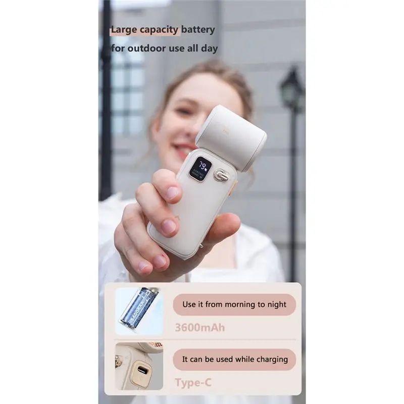 BABZ Outdoor High-Speed Turbo Fan Handheld Rechargeable 3600mAh 100 Adjustable Speeds Portable White