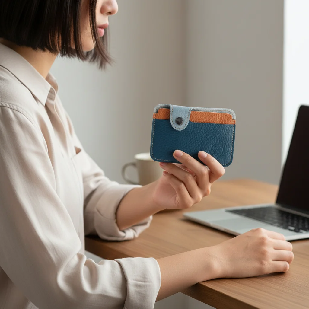 Slim Card Holder Functional Wallet for Business Travel Leather Compact Credit Card Case Minimalist Organizer