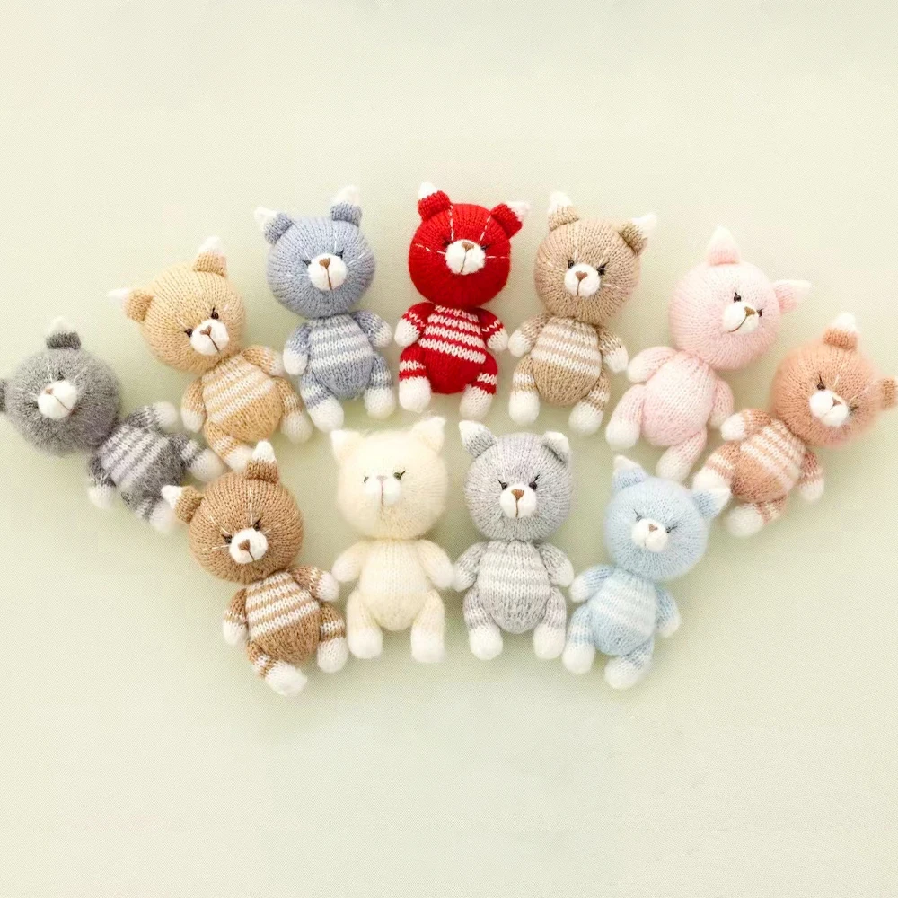 Handmade Bear Toys Newborn Photography Knitted Bear Doll Newborn Props Stuffed Mini Animal Toy Baby Photography Accessories