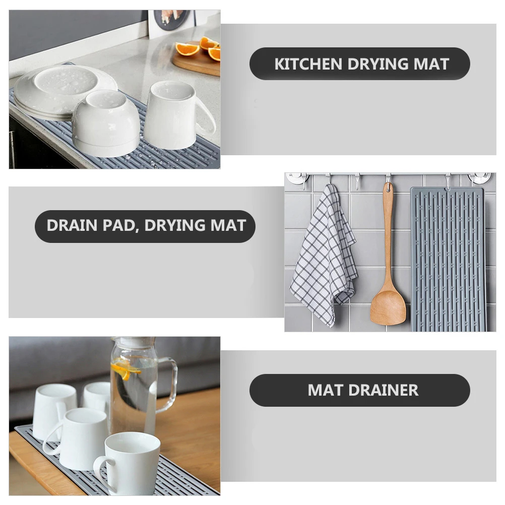 

Silicone Placemat Kitchen Drying Mat Drain Pad Food Grade Safe Long Lasting Bubble Design Draining Water Keeping Dry Storage