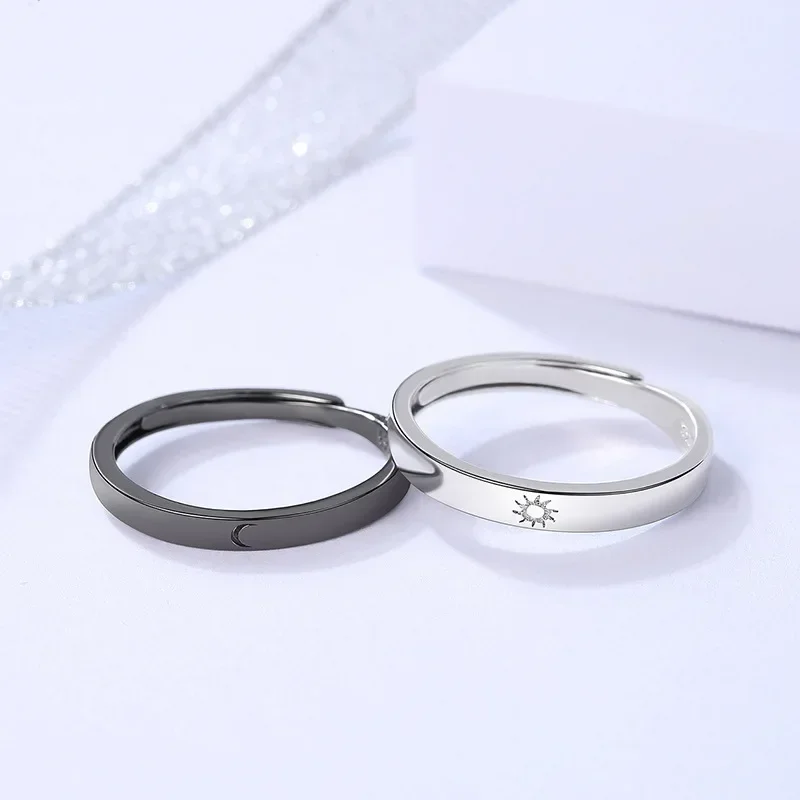 2 pezzi Sun Moon Matching Couple Friendship Lover Open anello regolabile fidanzamento fedi nuziali Lovers Kit regalo di san valentino