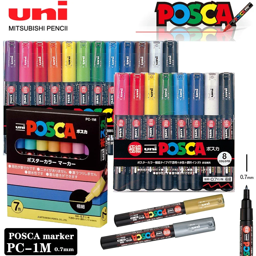 

Japan UNI POSCA Marker Pen PC-1M Set POP Poster Graffiti Advertising Paint Stroke Hand-painted Art Supplies Stationery Colores