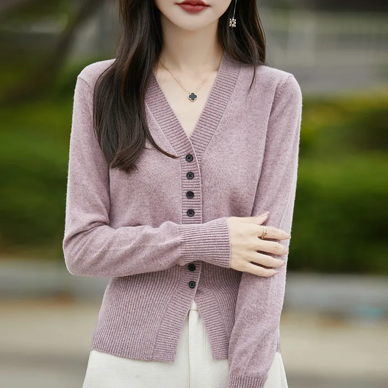 

Женские кардиганы, осень-зима 2025, однобортные рубашки с v-образным вырезом, корейская мода, мягкий теплый весенний вязаный свитер LM40