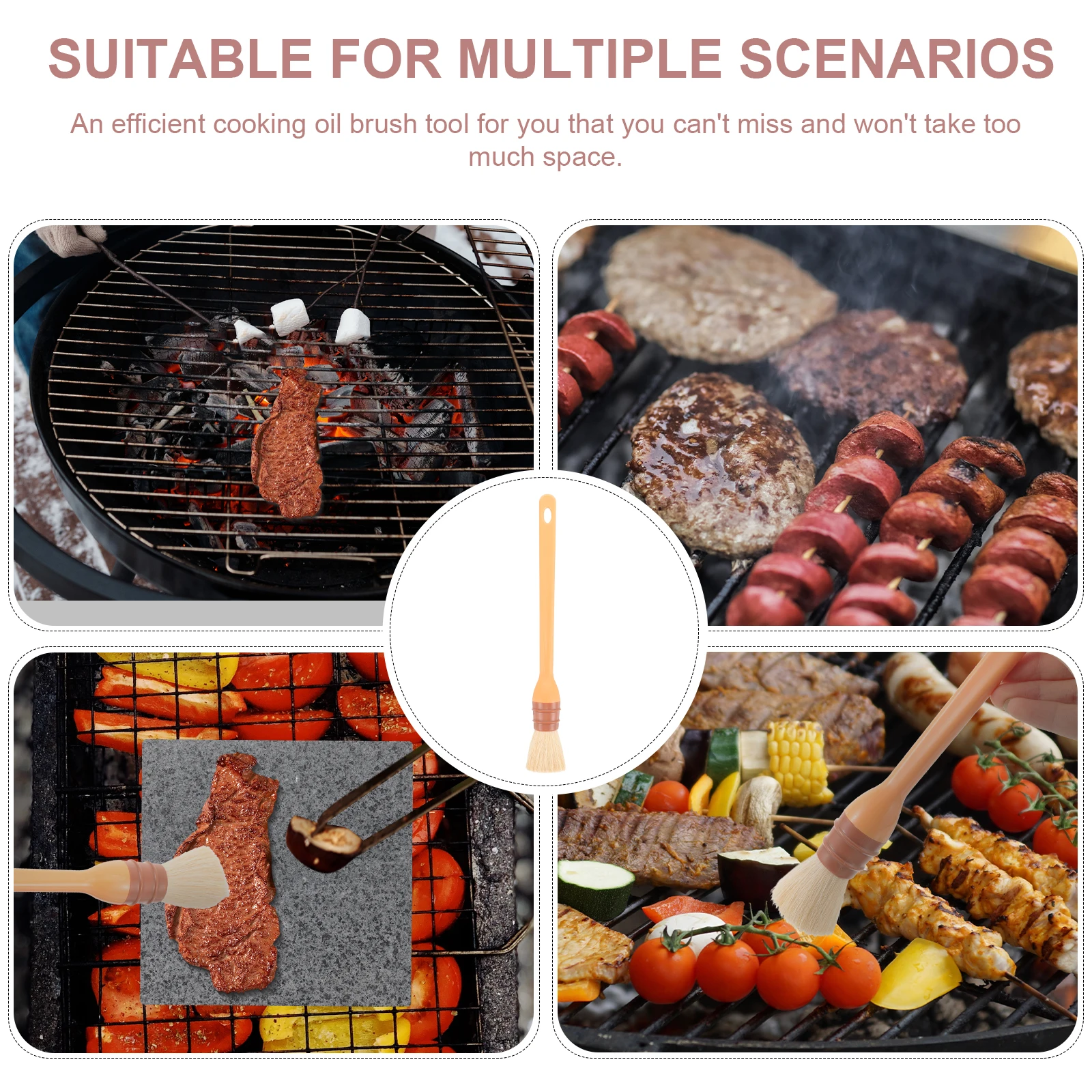 

s BBQ Oil Brush Even Spread Sauce Plastic Fleece Basting Butter Grilling Pastry Brush Outdoor Camping Hiking Cooking Tool