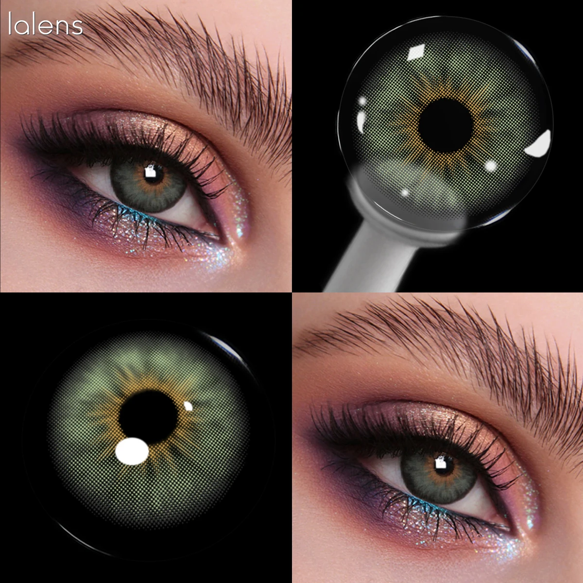 Lalens 2Pcs Contact Lenses Cleopatra Half Year Use Brown Blue Green Prescrption Color Contact Lens With Power for Eyes Beauty