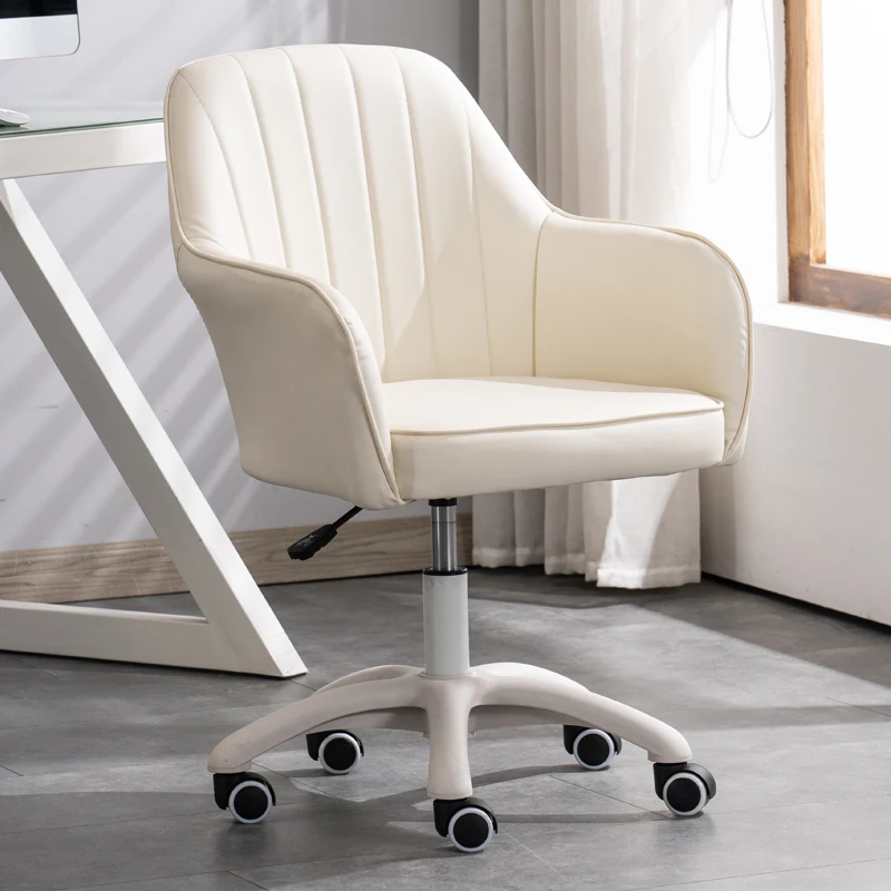 Fancy White Office Chair Support Lazy Italian Luxury Swivel Office Chair Computer Comfy Cadeira Para Escritorio Furniture