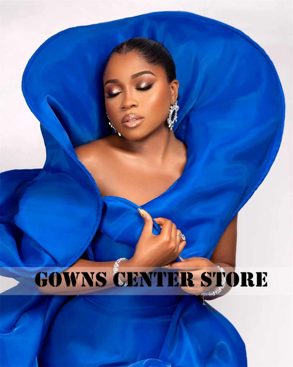 Diseño especial azul real Aso Ebi sirena vestido de fiesta plisado vestidos de fiesta de noche africanos vestidos de lujo mujeres 2025 personalizado