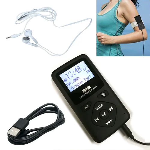 포켓 DAB/DAB + FM 디지털 라디오, 블루투스 MP3 플레이어, LCD 디스플레이, 미니 라디오 수신기, 휴대용 FM 라디오 스피커, 이어폰 포함