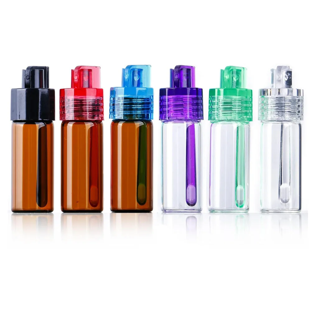 2Pcs Portable Box Storage 36MM 51MM Container Bottle Glass Vial with Spoon Flip Case Household Randomly Cap Color