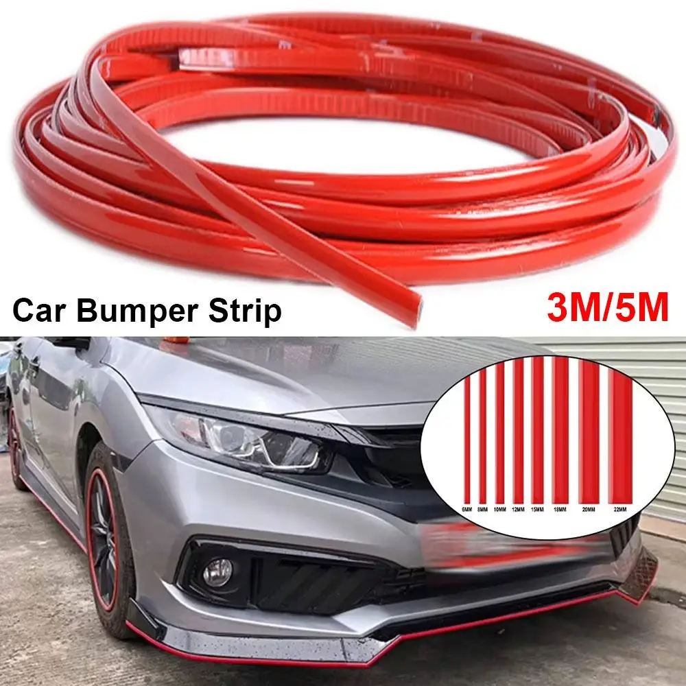 1Roll 6/8/10/12/15/20/22mm Red Decorative Strip Thickened 3 Meters/5M Car Bumper Sticker DIY PVC Self-adhesive Bumper Strip