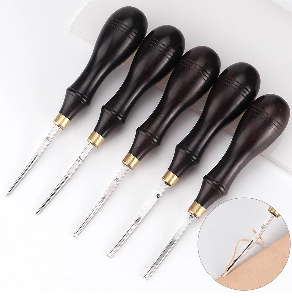 Qjh Leder kantens ch neider Leder Bastel kante/verdünntes Werkzeug, DIY Skiving Abschrägung messer Schneidwerk zeuge mit Holzgriff schneider – Detail 1