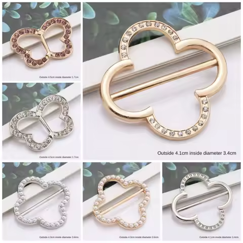 Pearl Scarf Ring Clip Gold Silver Round Circle Heart Clothing Wrap Holder Rhinestone Side Waist Tightener Tie Clips for Women