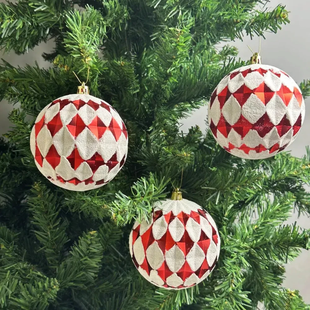 6PCS 2BOX 8CM  Christmas Balls Red and white Christmas Tree Ornaments Ball Christmas decorations 2024 Pendants Home Party Decor