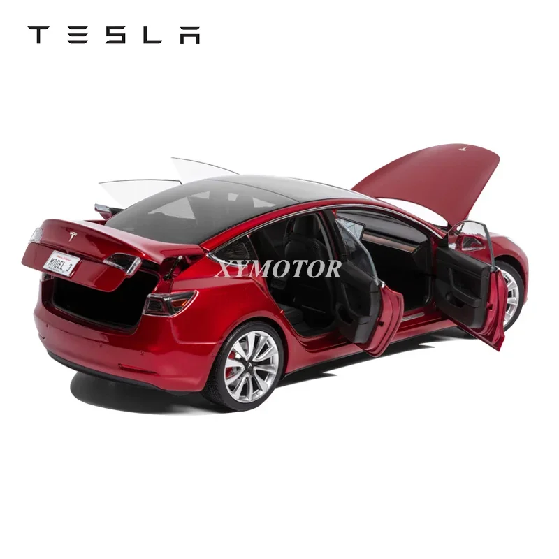 1/18 For Tesla Model 3 Diecast Model Car Toys Gift Display Collection Ornaments Red/White/Black/Blue/Gray