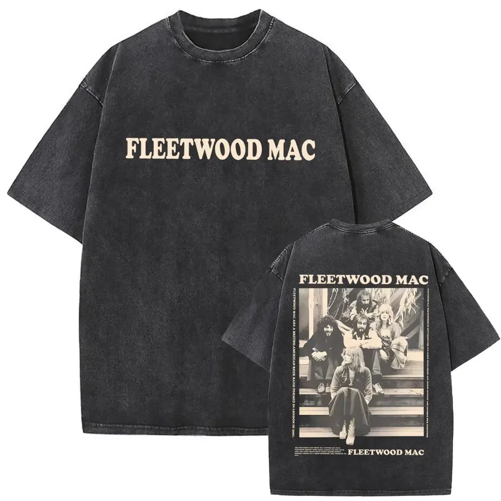 Rock Band Fleetwood Mac Rumours Classic Poster Print T-shirt Men Women Loose Casual Oversized Retro Washed Top Summer New Tee