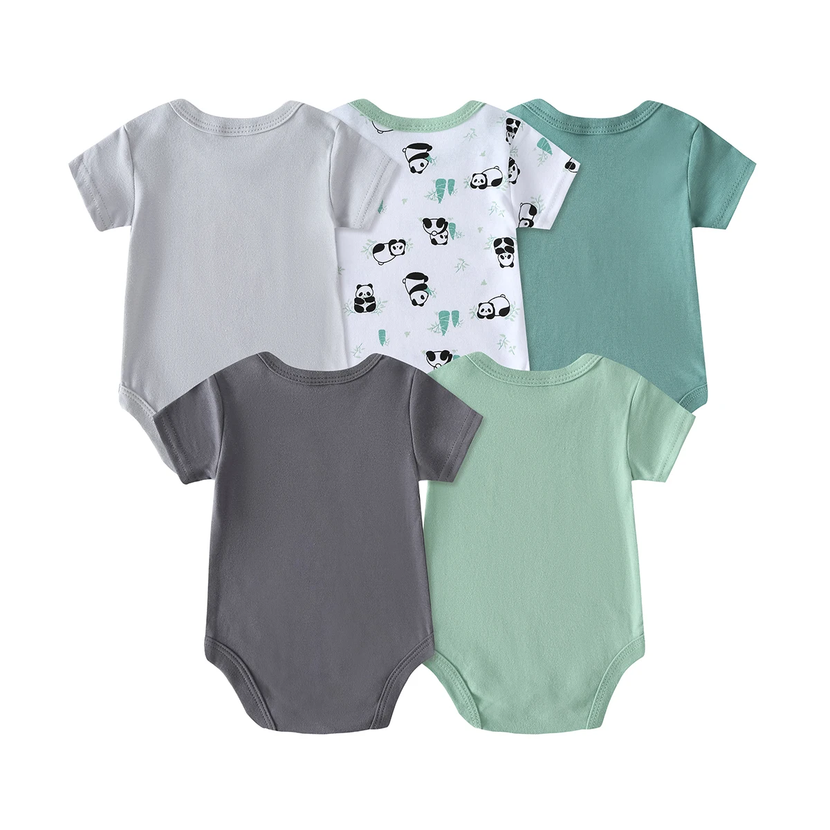 5-pc Newborn Baby Boy Short Sleeve Bodysuits, Cute Teddy Bear Cartoon Rompers, Infant One-Piece Jumpsuits, Round Neck Spring Summer Outfits, Hospital Bag Essentials (Boys), Baby Birthday Gift, for Outdoor