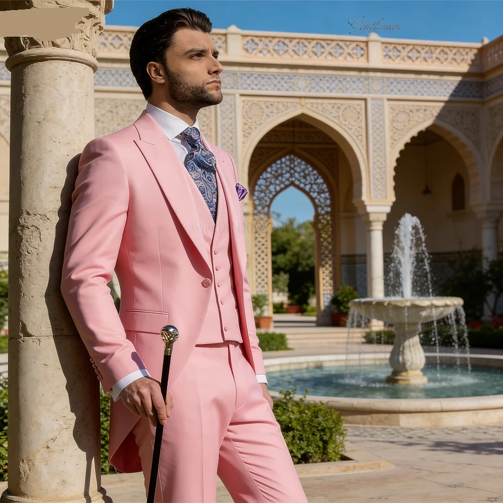 

Men's Formal Terno Fino Adjusted Smoking Suit 3-Piece Blazer Jacket Vest Pants Wedding Groomsmen's Suit Negocios Traje