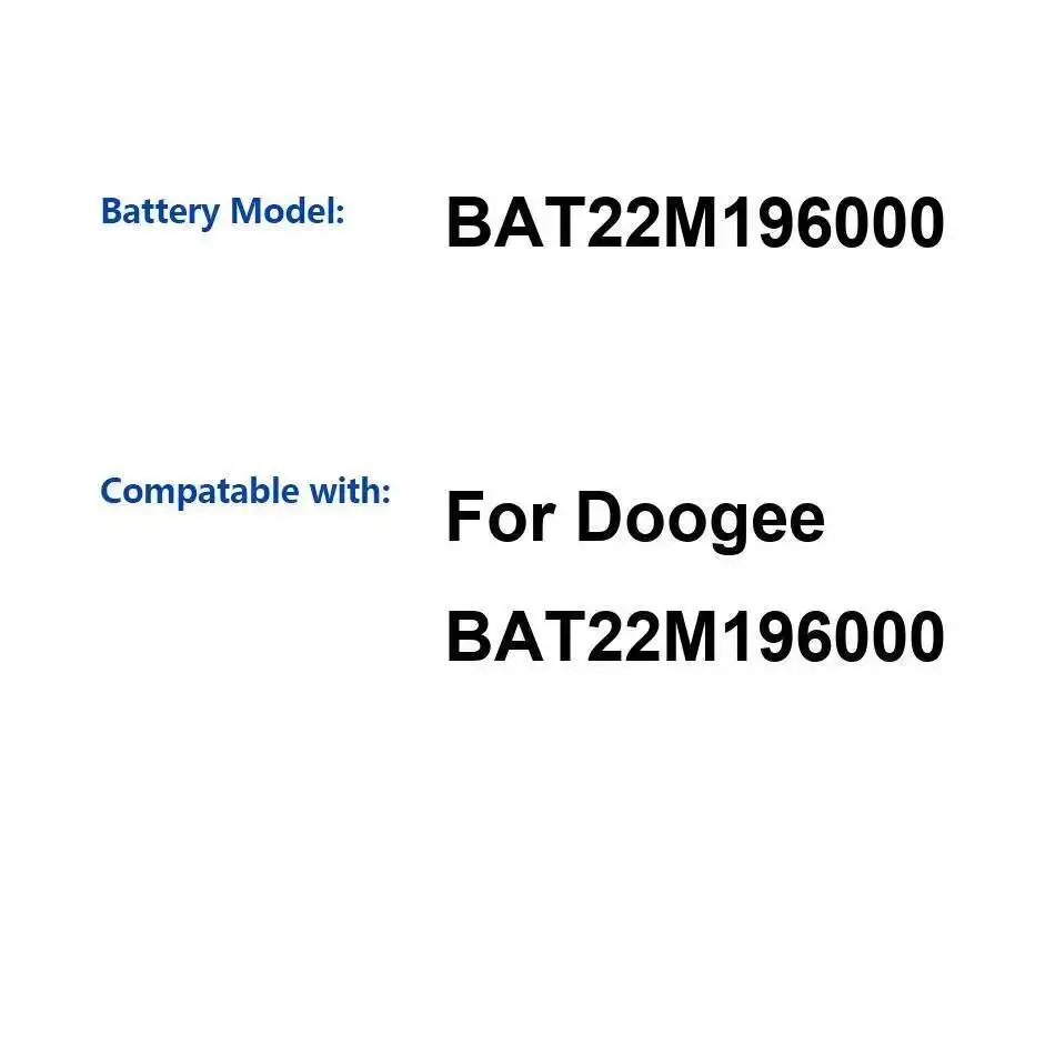 

Mobile Phone Battery 6000Mah Long-Lasting Performance For Doogee BAT22M196000