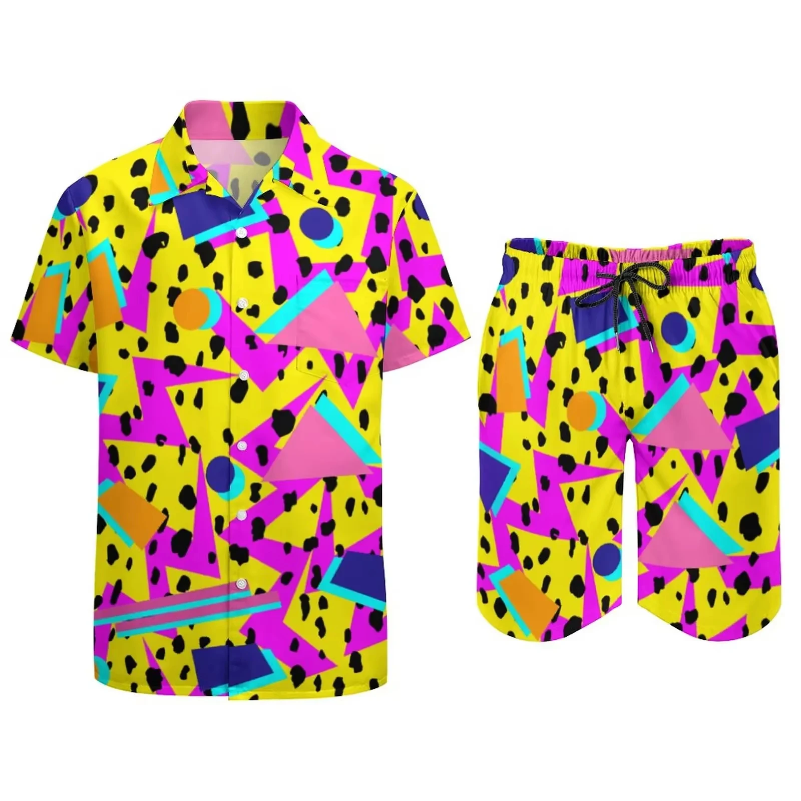 Men Sets Magic Mushroom 80S 90S 3D Print Hawaiian Shirt Set Men's Women's Casual Fashion Shirt+Shorts 2PCS Outfit Set Beach Suit - Image 2