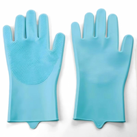 1 pair Silicone Scrubber Gloves Silicone Gloves For Dish washing Magic Silicone Dishwashing Glove