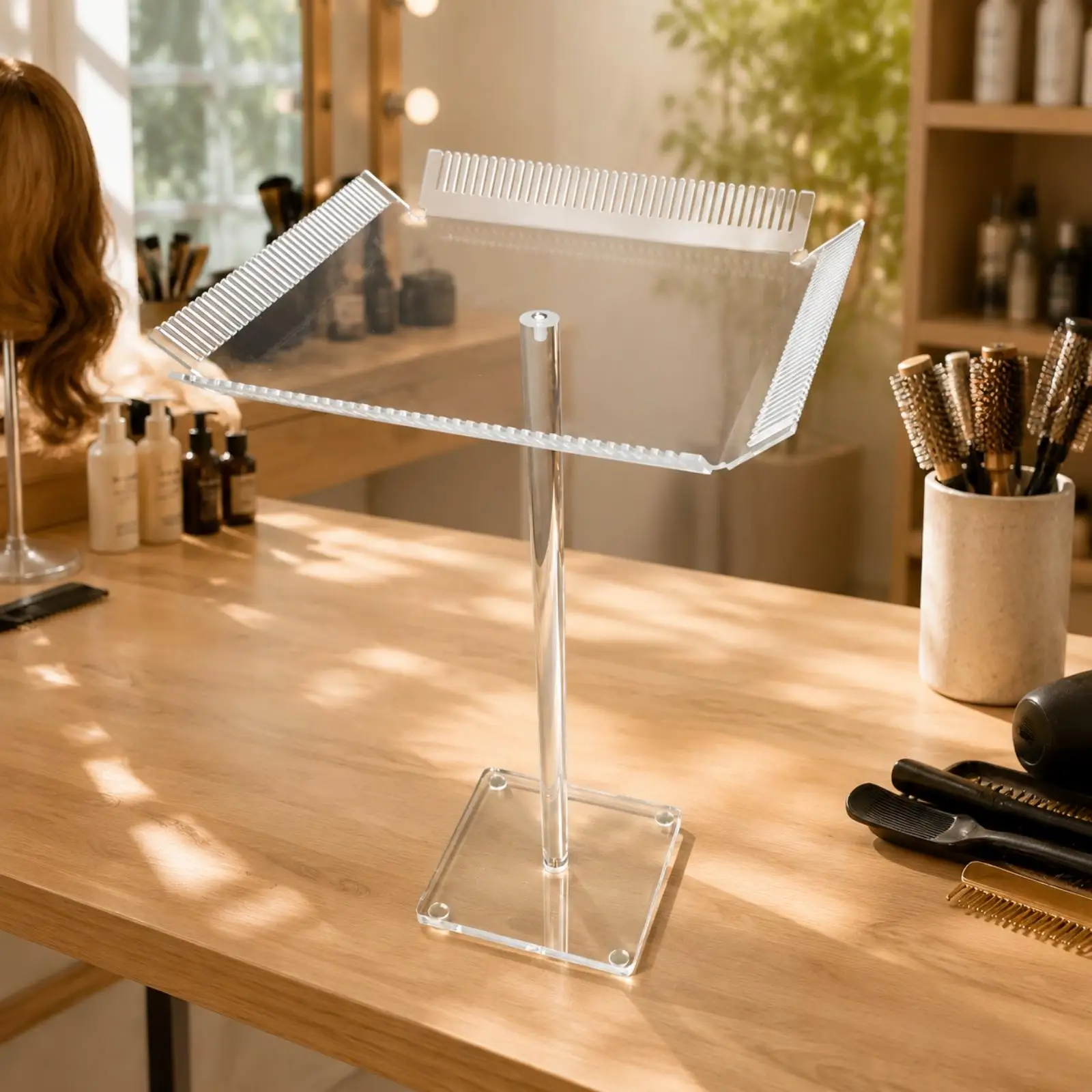 Acrylic Hairpiece and Hair Extension Display Rack Portable for Studios