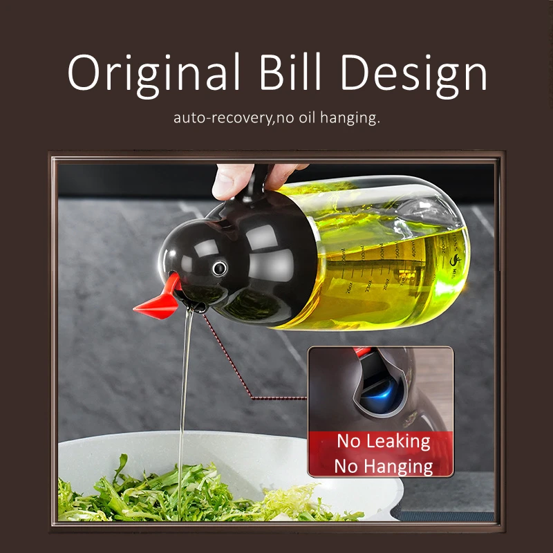 LFGB Certificate Original Design Bill High Borosilicate Glass Oil Kettle High Hardness 800ml Oil Bottle for Kitchen Accessories