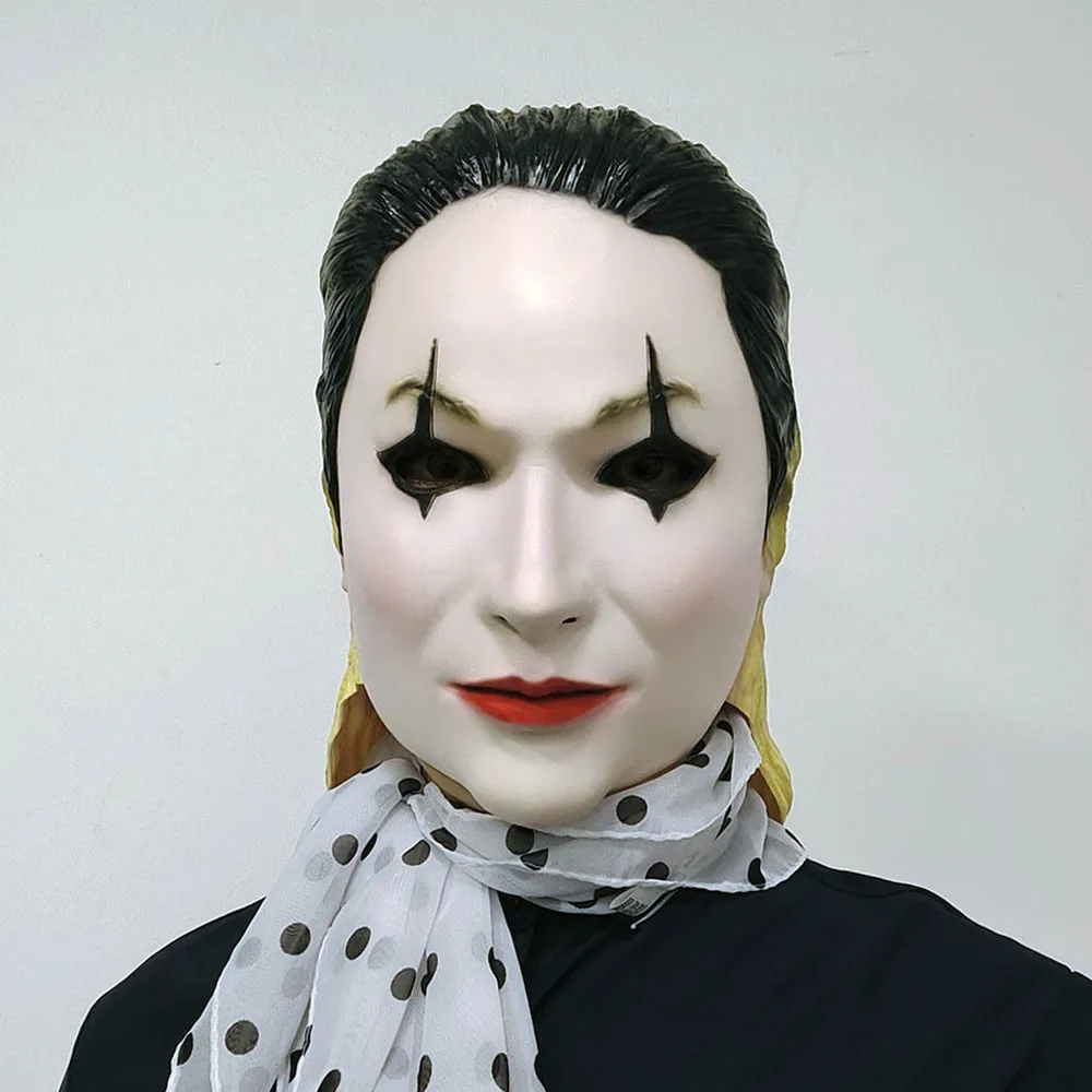 Realistische Latex-Vollkopfmaske im weiblichen Stil mit geformtem Haar-Make-up-Design für Halloween, Maskerade, Cosplay-Party, Verkleidungs-Requisite – Detail 1