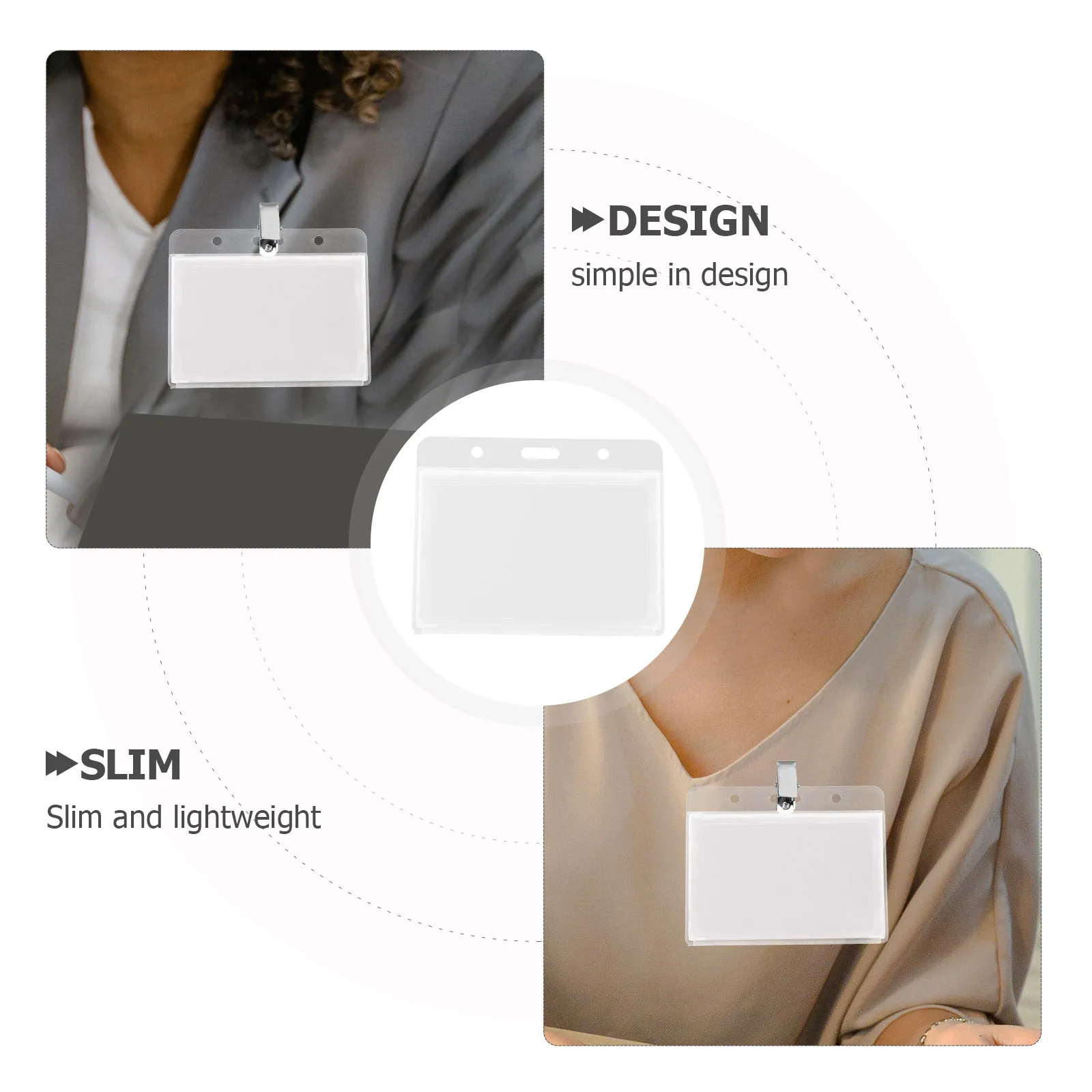 

5pcs Horizontal Badge Holder Hard Plastic ID Card Case Frosted Color Slim School Office Use
