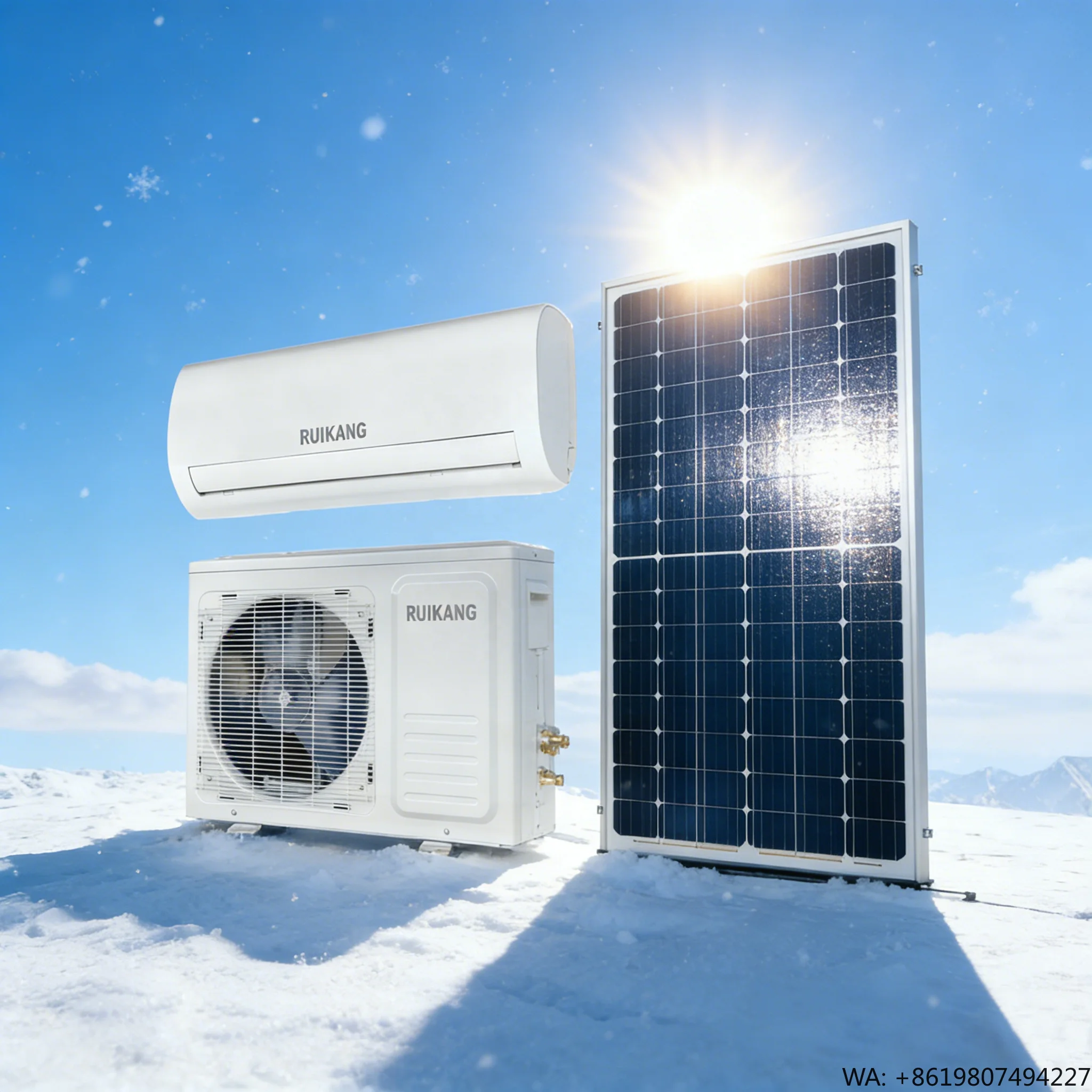 MPPT 1.5HP Solar Energy Absorption 1 Ton Solar Powered Dual Mode Solar Hybrid Inverter 12000btu Split Household Air Conditioner