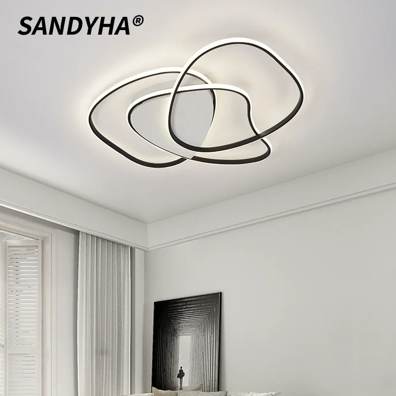 

SANDYHA современный простой алюминиевый потолочный светильник для декора гостиной, светильники для спальни, силиконовый абажур, дизайн, светодиодная лампа