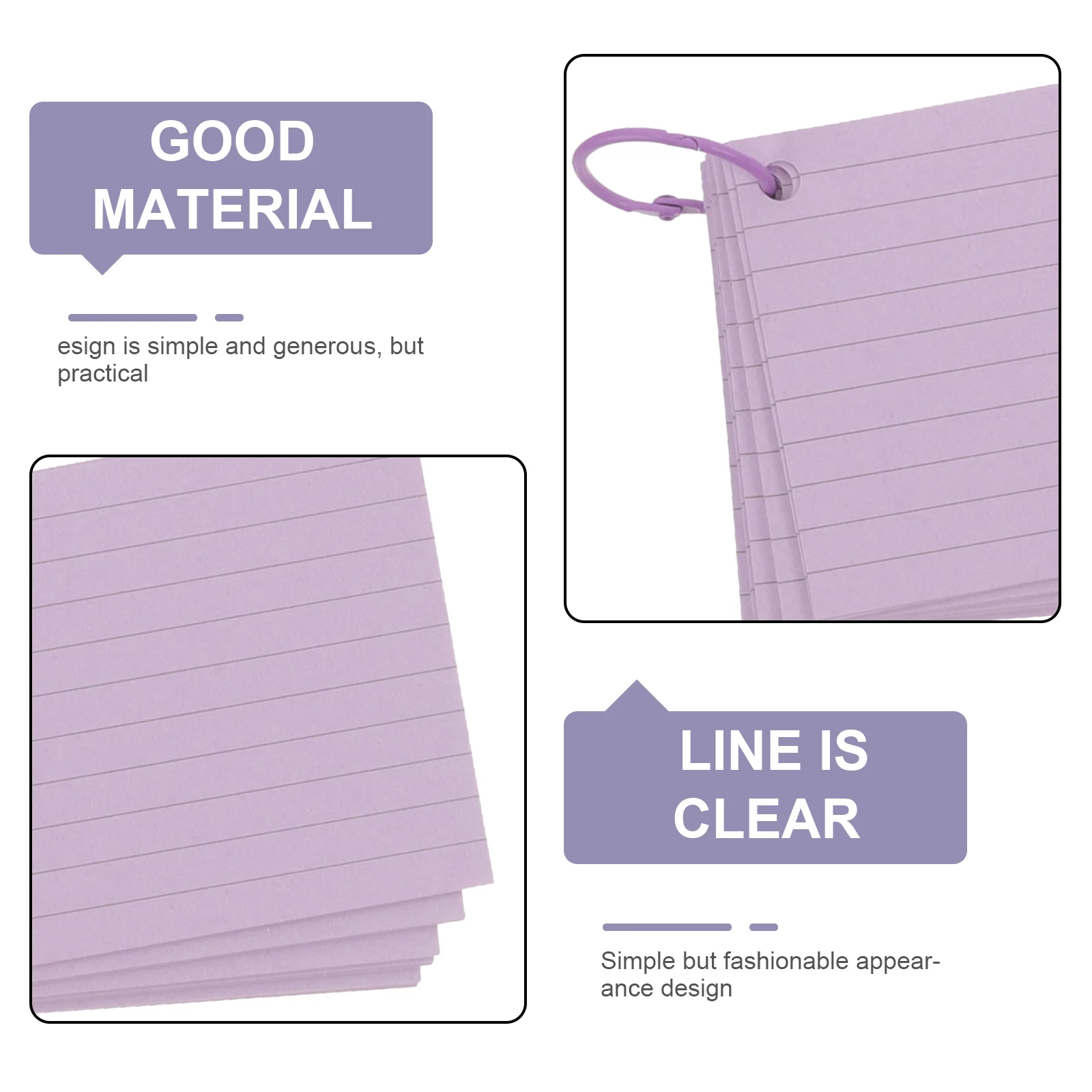 Study Stationery Flash Cards Office Blank Flashcards Learning Memory with Binder Paper for Baby Pre Hole Punched Index Ring