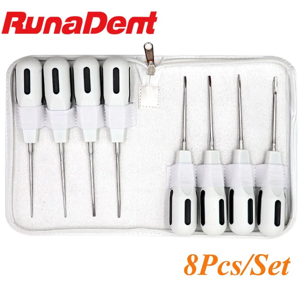 

8pcs Dental Instruments Dental Extracting Apical Root Elevator Stainless Steel Surgical Luxating Lift Elevator Plastic Handle