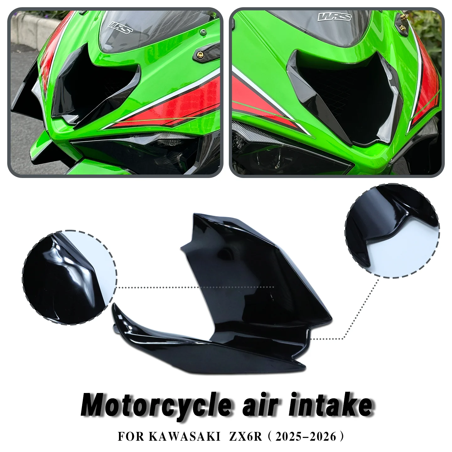 Ninja ZX-6R Air Intake Fairing For Kawasaki Ninja ZX6R ZX-6R Motorcycle Air Intake ABS Plastic Stamping Port Shell Cover 2024-26